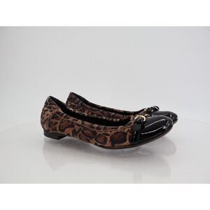 AGL Womens Monika Ballet Flat Size 38 8 Brown Leopard Leather Cap Toe Dress Shoe